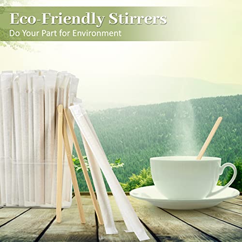 100Pcs Bamboo Coffee Stirrers Individually Wrapped