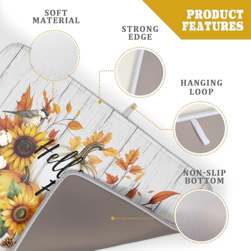 Hello Fall Sunflowers Dish Drying Mat for Kitchen Counter