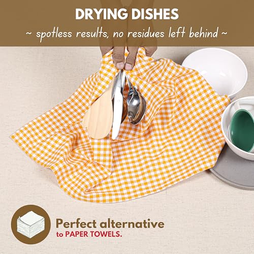 6 Pack Gingham Mini Check Kitchen Hand Towels Set (6 Count)