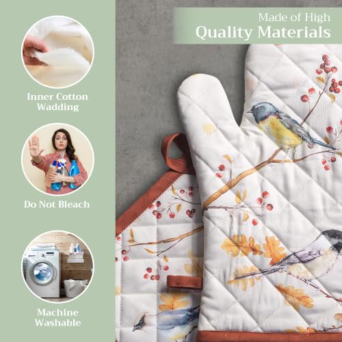 100% Cotton Oven Mitt & Pot Holder Set