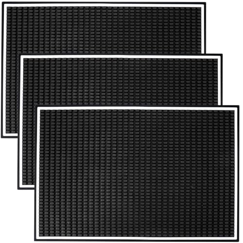 3 Pack Bar Mat for Countertop 18 x 12 Inch Rubber Non Spill Mat for Bartending Dish Drying Mat Coffee Bar Mat Home Bars Accessories (2 Count)