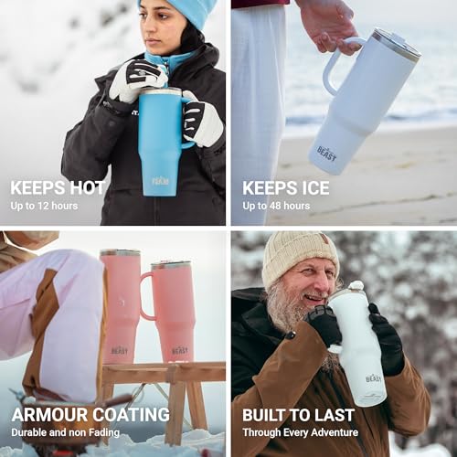 Beast 50 oz Tumbler with Handle Stainless Steel Vacuum Insulated Coffee Ice Cup Double Wall Travel Flask