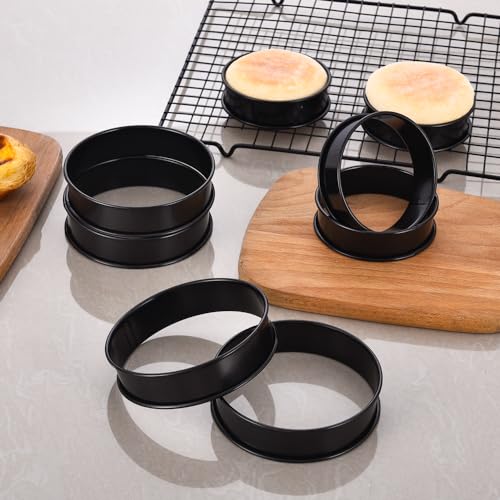24Packs English Muffin Ring Crumpet Rings Nonstick 4 Inch & 3.15 Inch Stainless Steel Double Rolled Tart Rings Metal Pastry Cooking Ring Molds for Cookie Pastry Baking (24 Count)