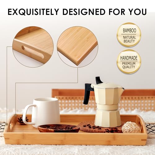 Bamboo Serving Tray with Handles 16.8 x 12.5 inch