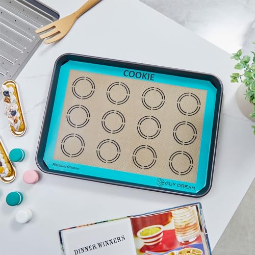 GUYDREMAT 2PCs Half Sheet Silicone Baking Mat Set for Cookie and Macaron (2 Count)