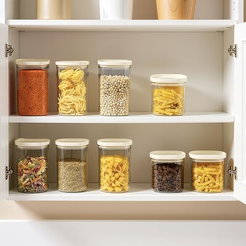 Glass Food Storage Jar with Glass Lid in Square Shape (6 Count)