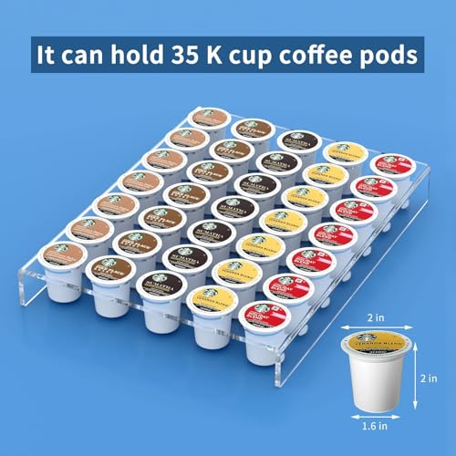 Acrylic K Cup Drawer Organizer Tray Pod Holder for 35 Coffee Capsules