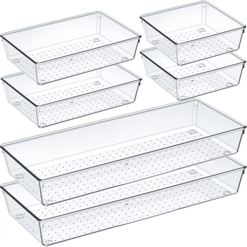 6 Pcs Large Size Clear Drawer Organizer Set (6 Count)
