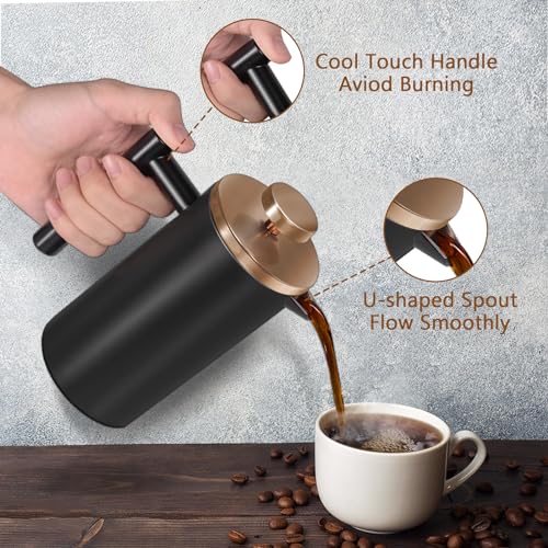 Black Large French Press Coffee Maker 50oz