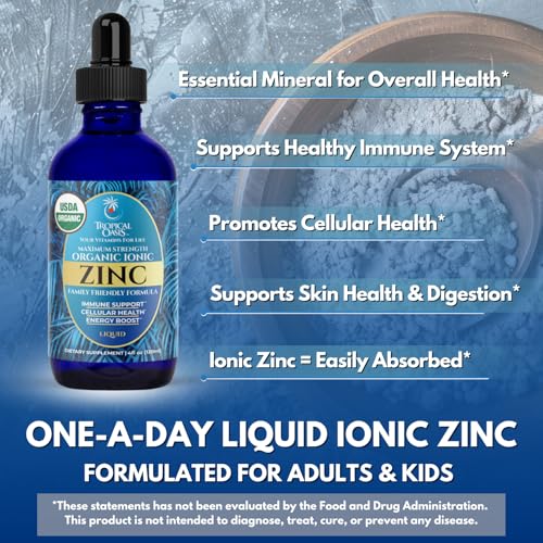 USDA Organic Ionic Zinc Droppers for Men (4 Fl Oz)
