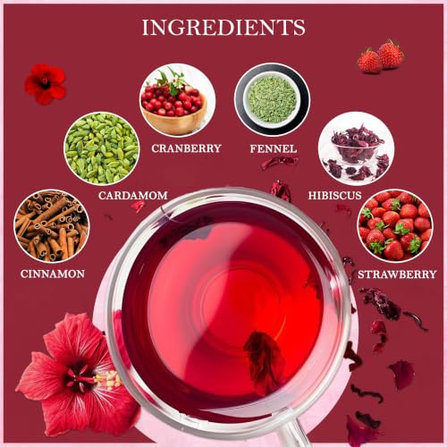 Strawberry Hibiscus Herbal Tea Loose Leaf 100gm (3.53 Ounce)