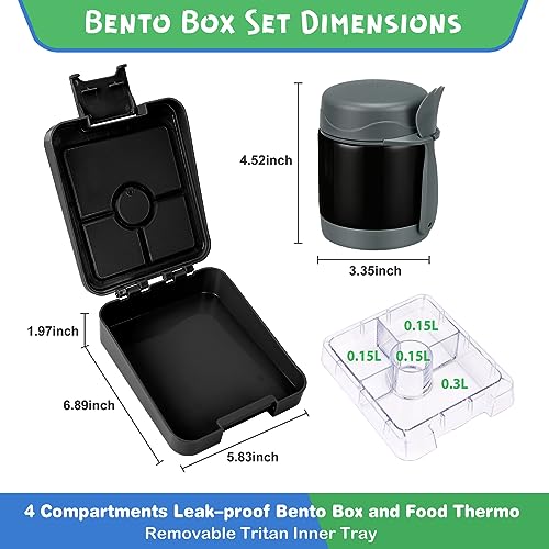Bento Lunch Box Set With 10oz Soup Thermo