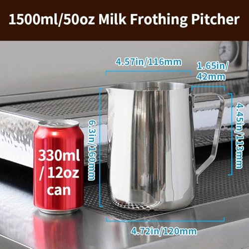 50oz Milk Frothing Pitcher Stainless Steel Espresso Steaming Jug