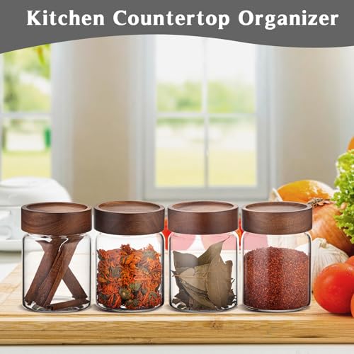 10 oz Small Glass Jars with Top Screw Lid Round Herb Coffee Bean Ground Storage Canister Clear Glass Food Container for Pantry Sugar Tea Coffee Bean Spice Nuts Cookies Bath Salts