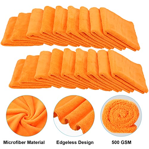 30 Pcs 16 x 16 Inch Edgeless Microfiber Plush Towels for Cars Detailing Drying Wash Polishing Absorbent Cleaning Cloths
