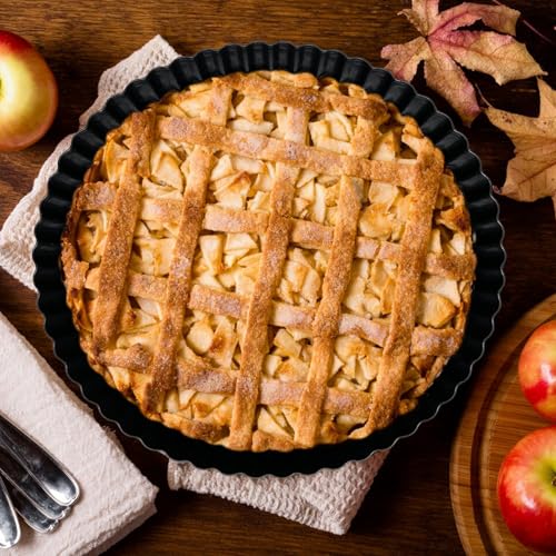 Tart Pan Removable Bottom 8 Inch Tart Pans Round Nonstick Quiche Pan Carbon Steel Quiche Baking Dish with Fluted Edges Fruit Tart Molds for Baking Pie Mold Pizza Chiffon Cake Dessert