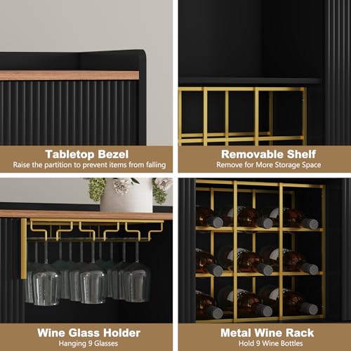 48" Wine Bar Cabinet with Fluted Texture