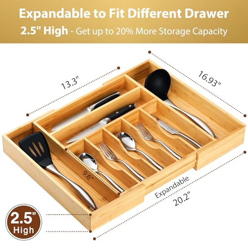 Large Expandable Kitchen Silverware Utensils Drawer Organizer