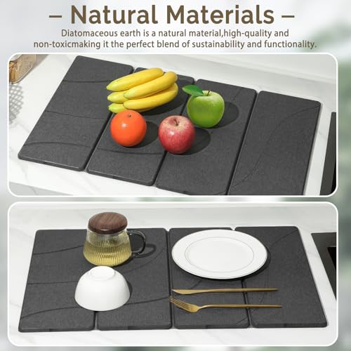 Large Stone Dish Drying Mat for Kitchen Counter (2 Count)