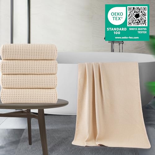 430 GSM Poly Blend Microfiber Quick Dry Waffle Bath Towel (4 Count)