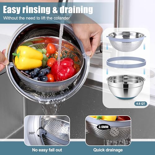 Stainless Steel Mixing Bowls with Lids & Colander (6 Count)