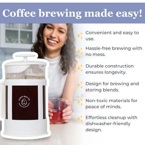 ffee Plunger 1L Glass French Press with Steel Strainer