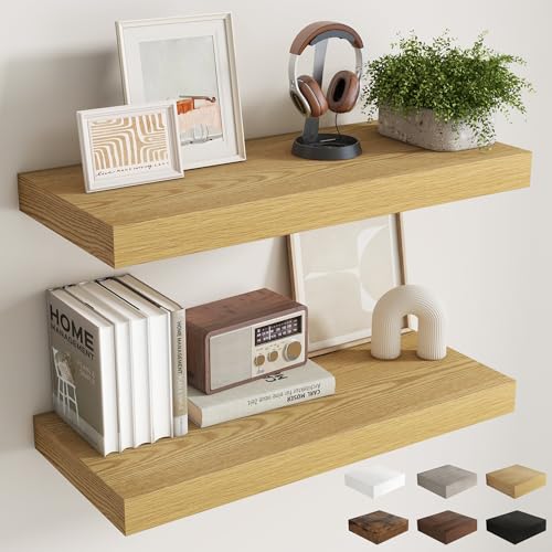 32 Inch Oak Floating Shelves for Wall (2 Count)