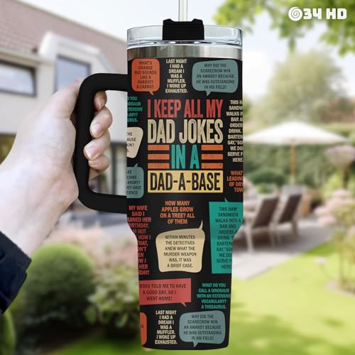 Daddy Keep All My Dad Jokes Base 40 oz Tumbler with Handle