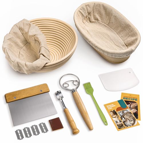 Sourdough Starter Kit with Banneton Bread Proofing Baskets (2 Count)
