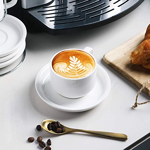 Sweejar Porcelain Espresso Cups with Saucers (4 Count)