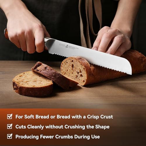 Bread Knife 9 inch Sharp Serrated Slicing Knife for Homemade Sourdough Bread