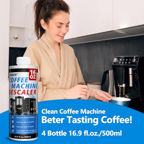 4 Pack Coffee Machine Descaler Descaling Solution (64 Fl Oz)