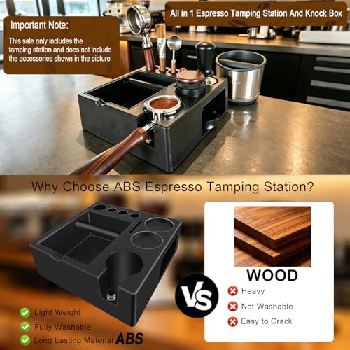Espresso tamping station knock box