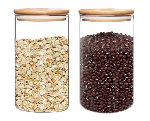 Large Glass Flour and Sugar Containers 50oz Set of 2 (2 Count)