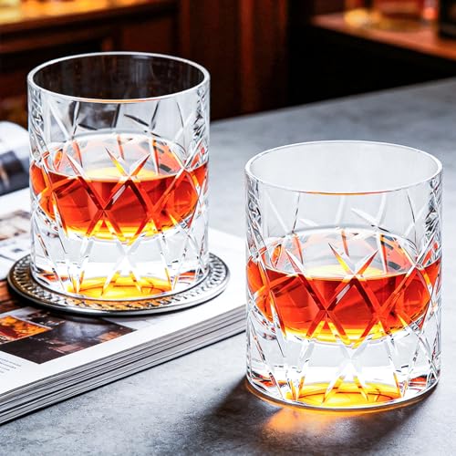 Crystal Whiskey Glasses Set of 2 Hand Blown Old Fashioned Glasses (2 Count)