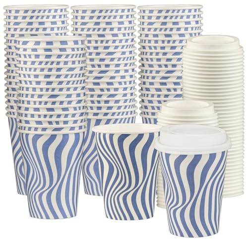 Disposable Coffee Cups with Lids (100 Count)