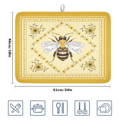 Sunflower Bee Dish Drying Mat