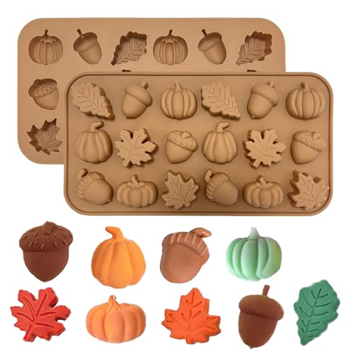 2PCS Fall Silicone Molds Thanksgiving Chocolate Mold 36 Cavities Nude Color (2 Count)