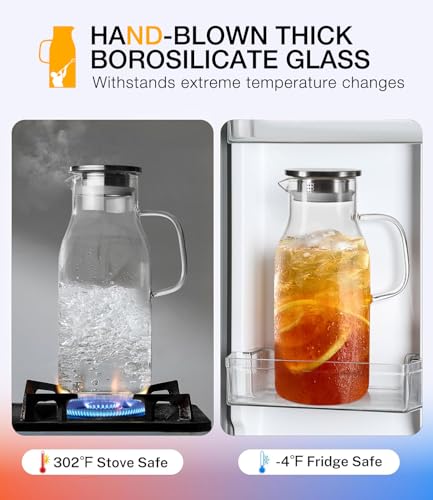2 Liter 68oz Glass Pitcher with Lid
