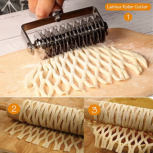 Stainless Steel Lattice Dough Cutter with Wood Handle