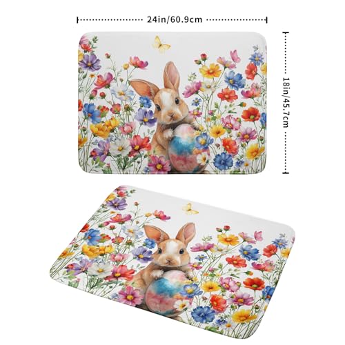 Spring Easter Rabbit Egg Dish Drying Mat for Kitchen Counter