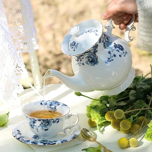 21 Piece Bone China Tea Set for Adults