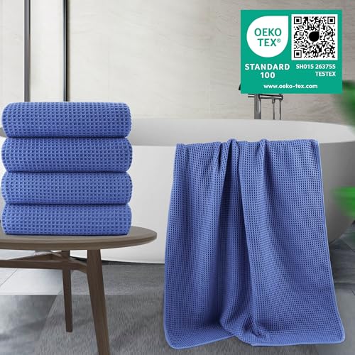 430 GSM Poly Blend Microfiber Quick Dry Waffle Bath Towel (4 Count)