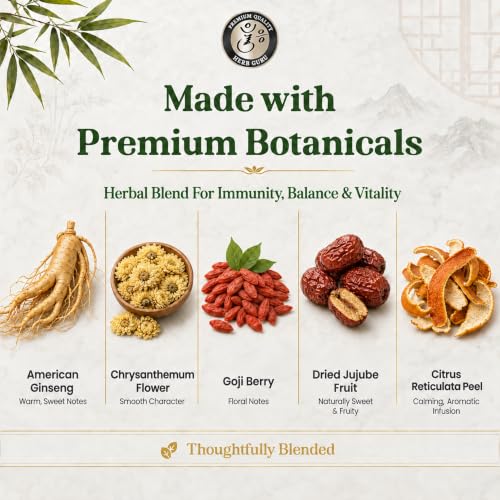 Five Element Herbal Tea Bags With American Ginseng