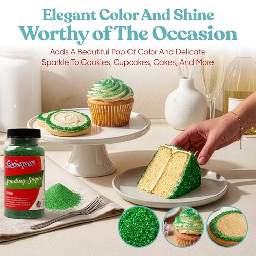 Green Sanding Sugar for Baking & Cookie Decorating (5 Ounce)
