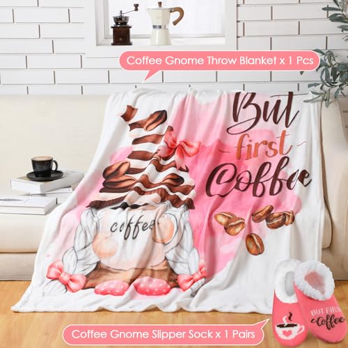 2 Pack Coffee Gnome Blanket and Slipper Socks (2 Count)