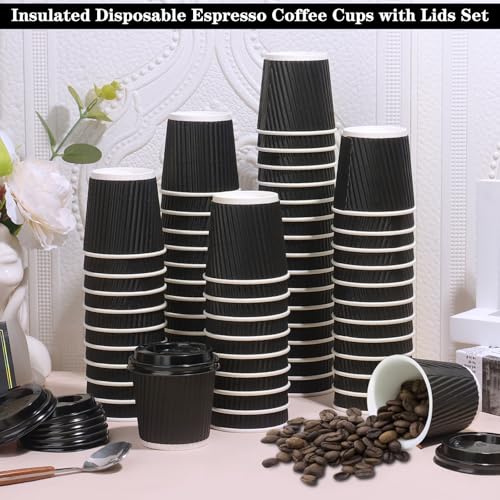 4 oz Disposable Espresso Cups with Lids (100 Count)