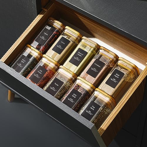 12Pcs 9oz Spice Jars Glass Container with 275 Labels (12 Count)