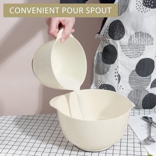 4.5 Quart Large Plastic Mixing Bowls set with Pour Spout