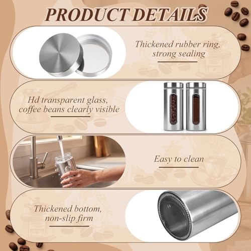Stainless Steel Coffee Grounds Canisters Container with Shelf (2 Count)